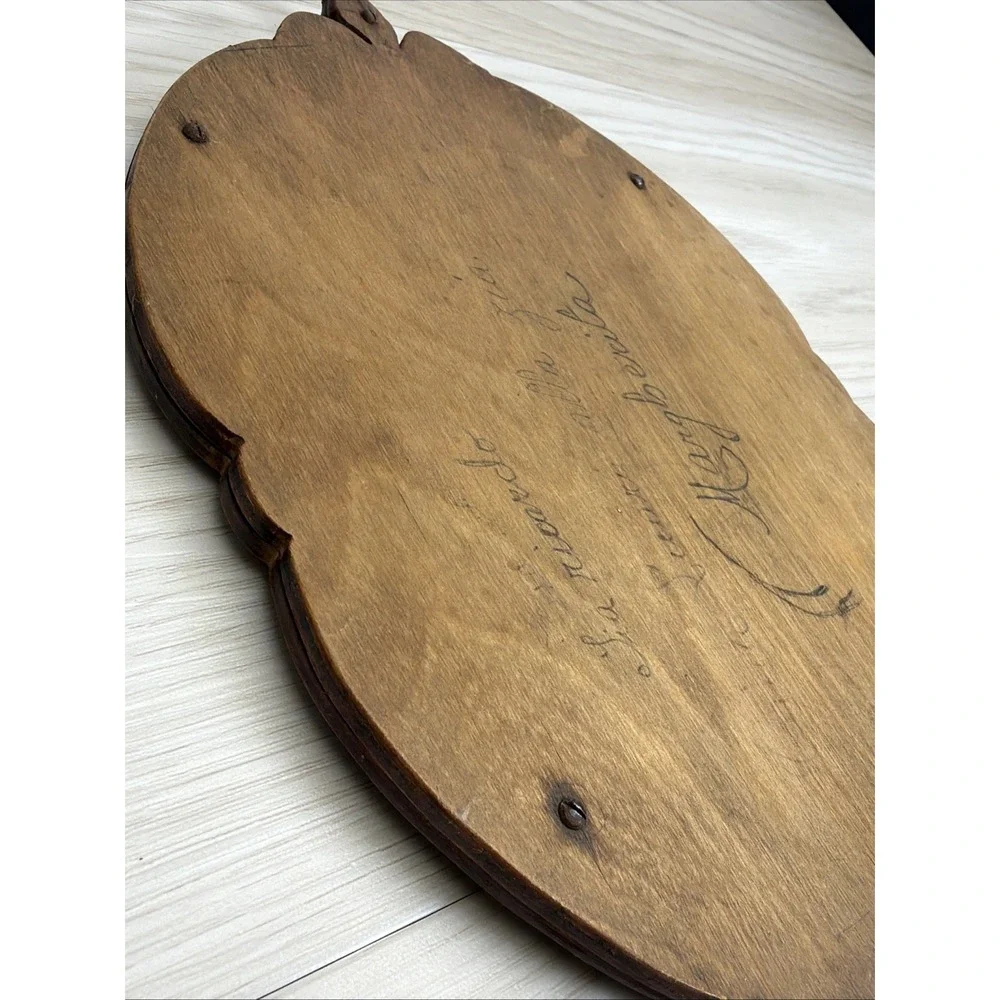 Rare Unique Lovely Antique Carved Wood / Floral Hand Mirror 15